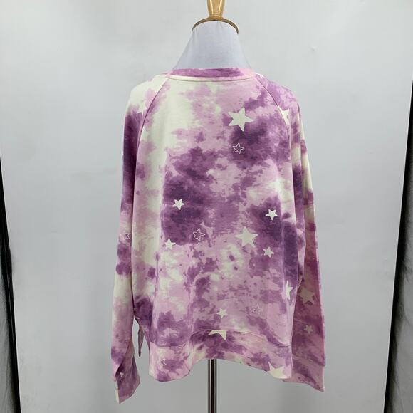 Wildfox Sweatshirt Womens XL Extra Large Violet White Tie Dye Star Long Sleeve - Picture 4 of 11
